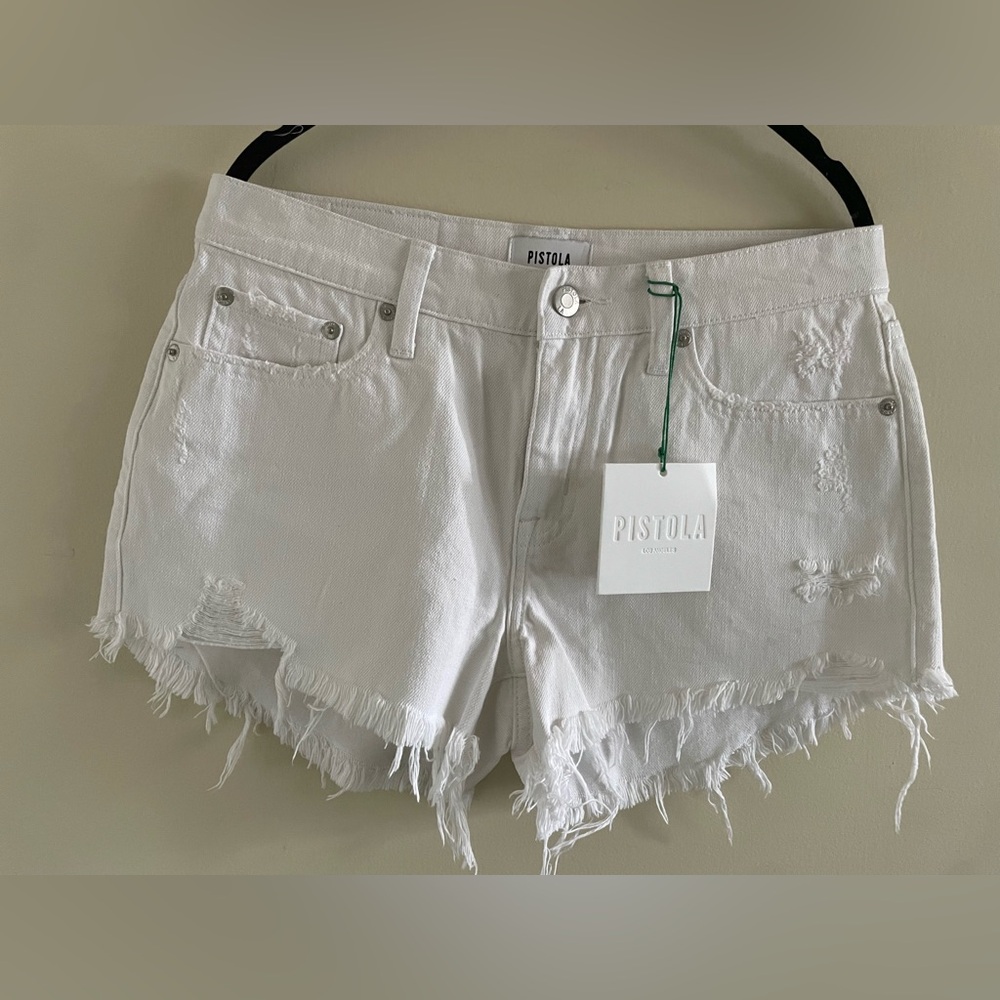 pistola White Distressed Denim Jean Shorts NWOT